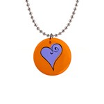 Blue Heart 1  Button Necklace