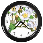 flower038 Wall Clock (Black)